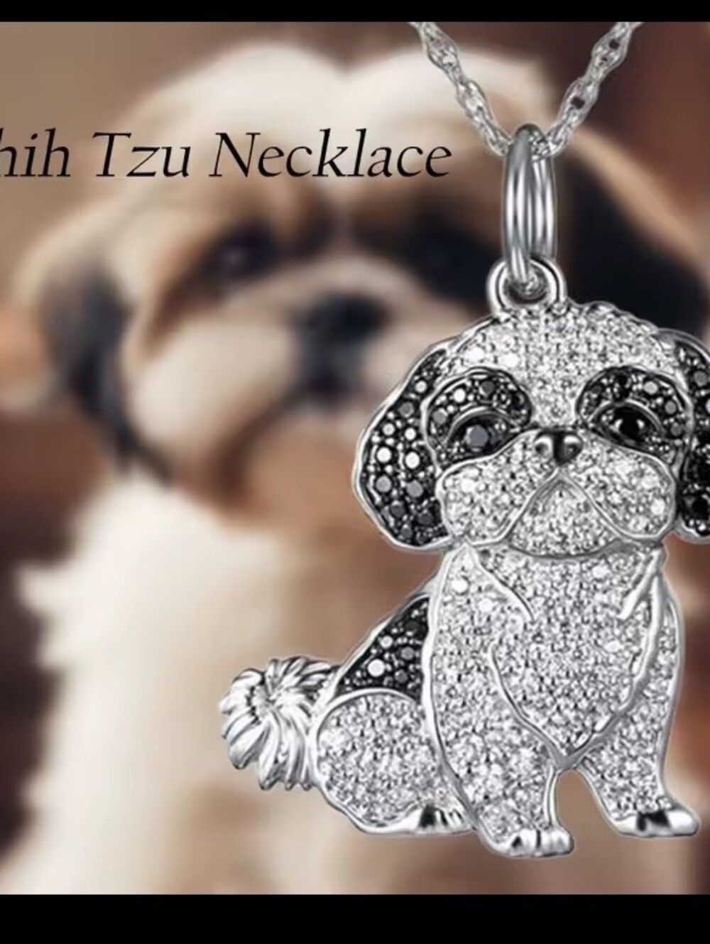 Shih Tzu Necklace Silver Tone Women's New G26